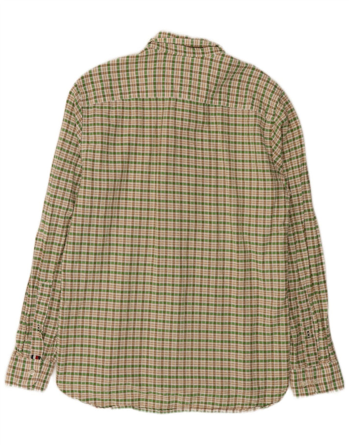Męska koszula flanelowa Tommy Hilfiger w średnią zieloną kratkę, bawełniana