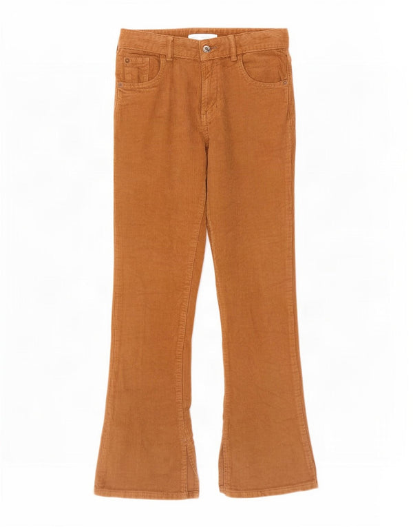 Zara Girls Flare Corduroy Trousers 11-12 Years W26 L27 Beige
