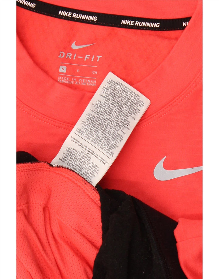 Damska koszulka oversize Nike Dri Fit z długim rękawem, UK 10, mała, czerwona, z blokami kolorów