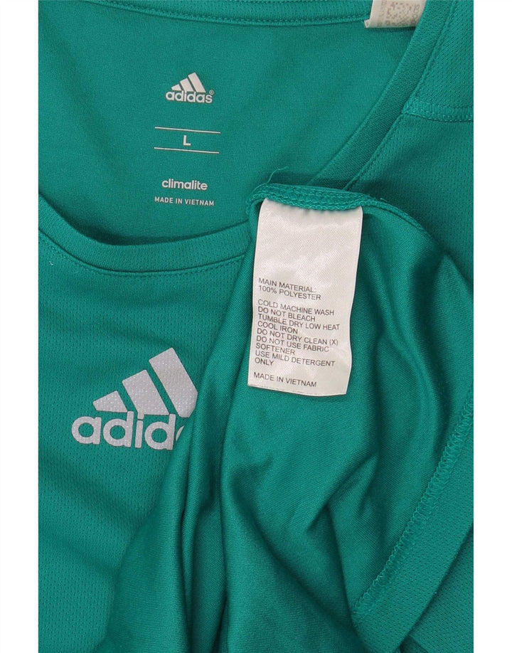 Adidas Męska koszulka Climalite Top, duża, turkusowa, poliester