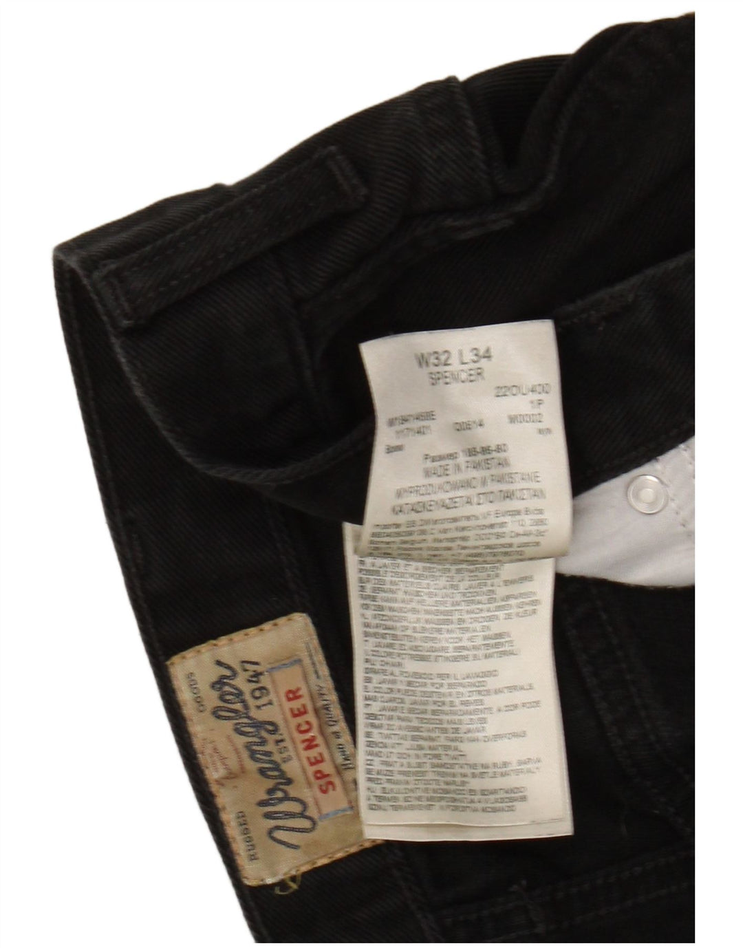 Damskie jeansy Wrangler Spencer Slim W32 L34 Czarne bawełniane