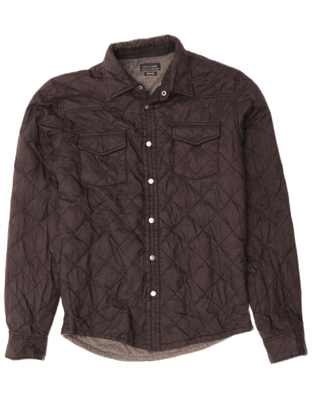 Męska koszula wierzchnia ZARA slim fit, pikowana, średni czarny poliester