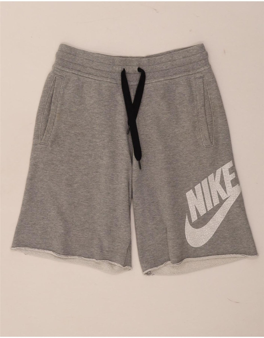 Męskie spodenki sportowe Nike z grafiką, małe, szare, bawełniane