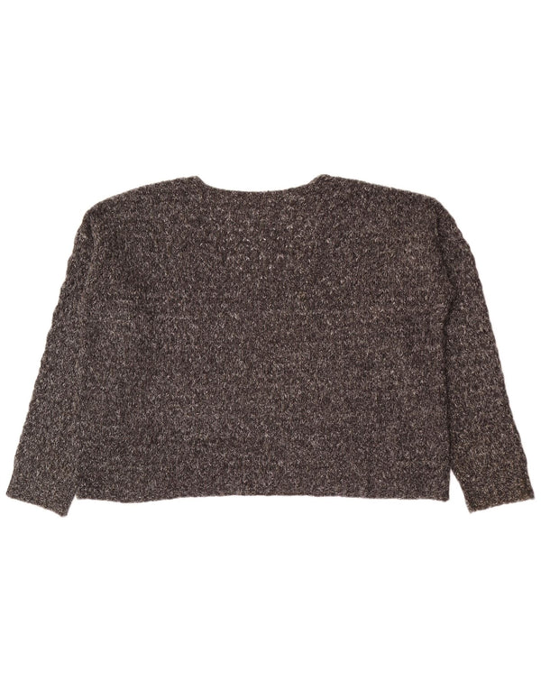 Damski sweter Zara Crop Oversize z dekoltem w kształcie litery V, UK 14, średni szary, nakrapiany