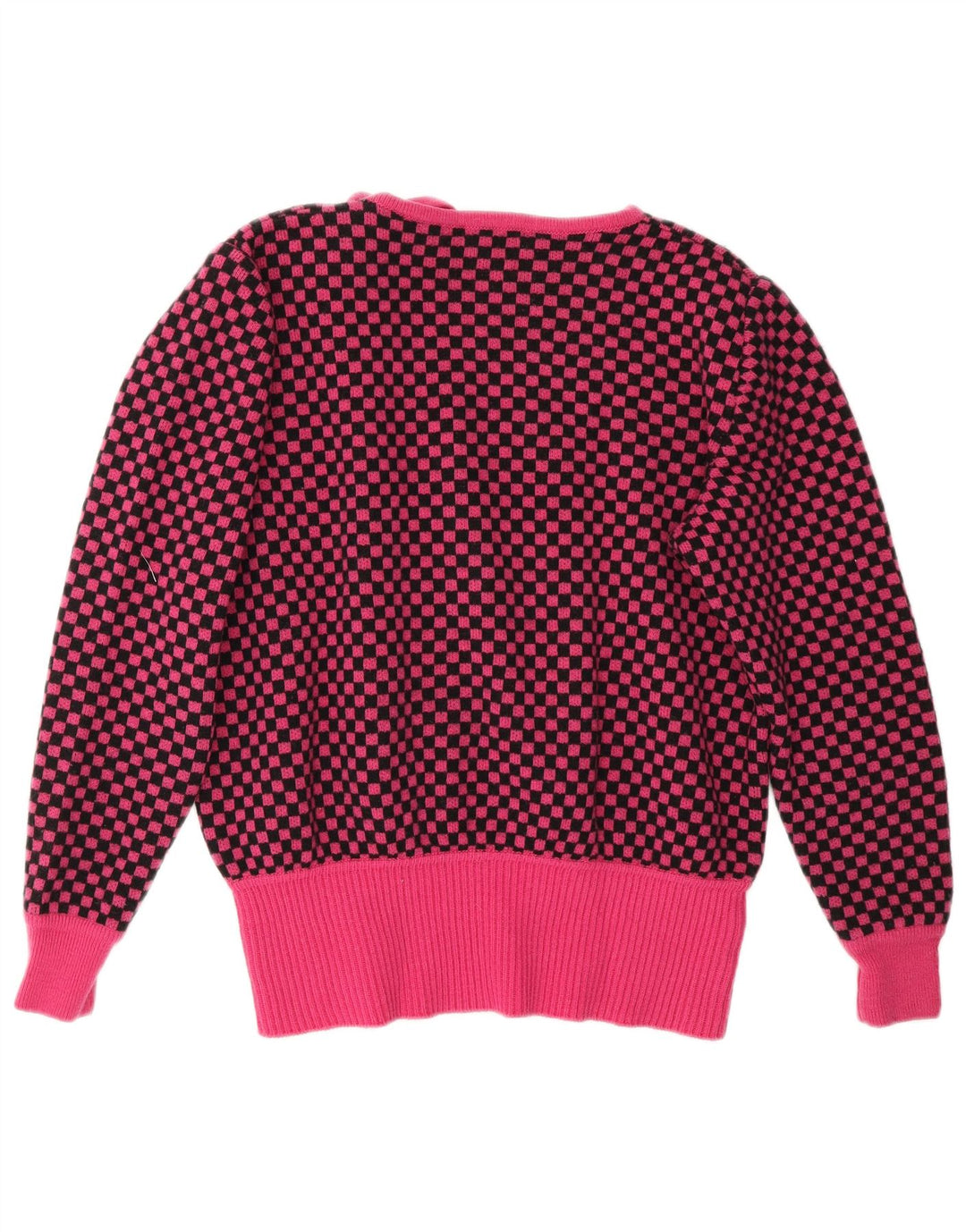 Damski sweter Valentino z dekoltem w łódkę IT 46, duża, różowa wełna w kratkę