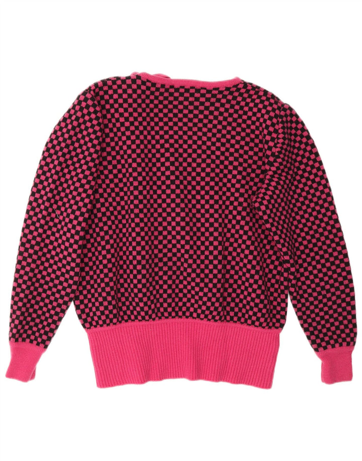 Damski sweter Valentino z dekoltem w łódkę IT 46, duża, różowa wełna w kratkę
