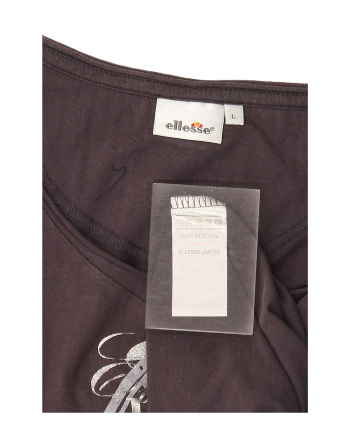 Damska koszulka z grafiką ELLESSE Top UK 14, duża, granatowa, bawełniana