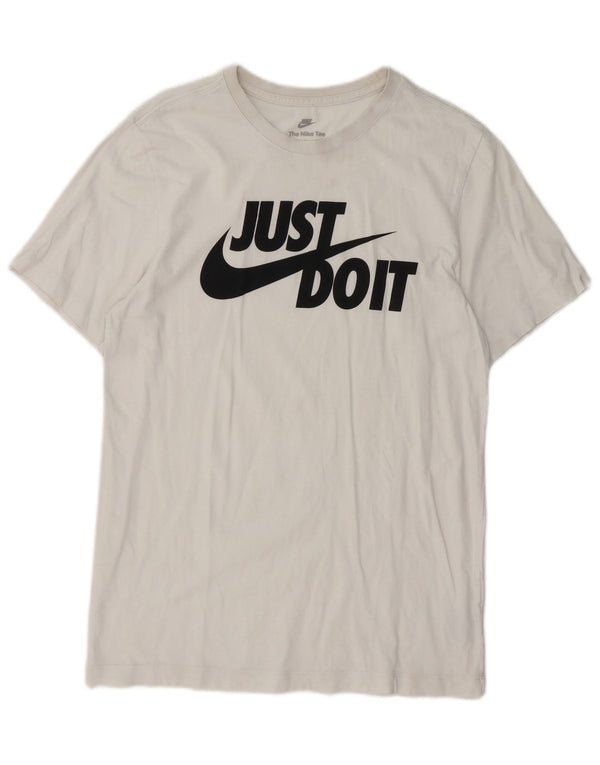 Męski T-shirt z grafiką Nike, mały, biały, bawełniany