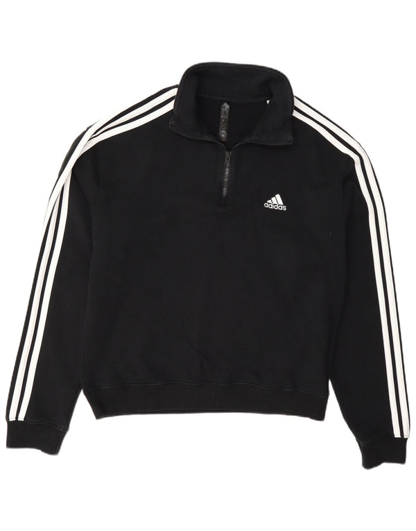 Damska bluza Adidas z zamkiem błyskawicznym, UK 12/14, średnia czarna bawełna