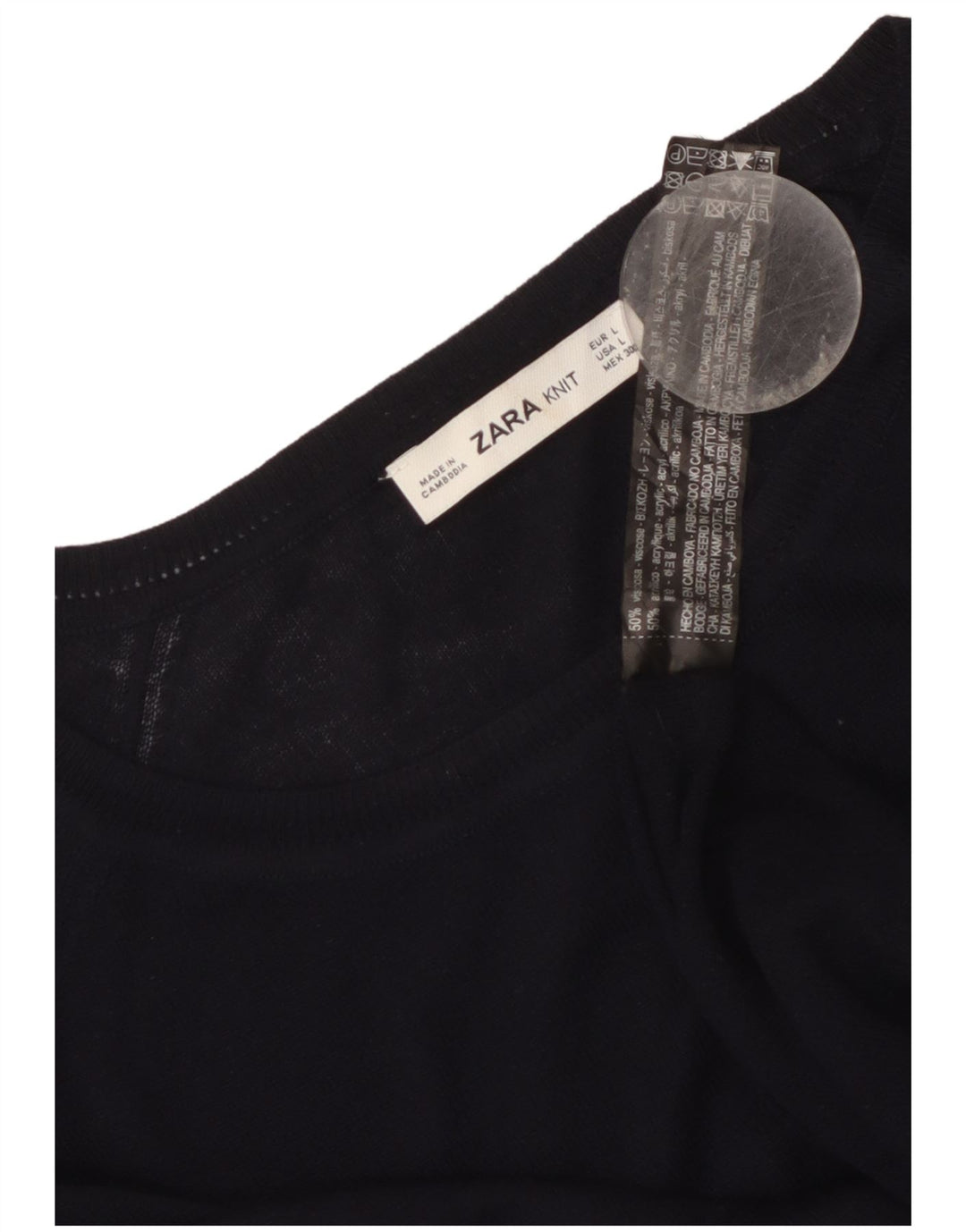 Damski sweter ZARA z dekoltem w łódkę UK 16, duża czarna wiskoza