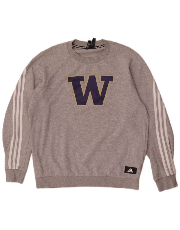 Adidas Męska bluza Washington Huskies z grafiką, duża, szara, bawełniana