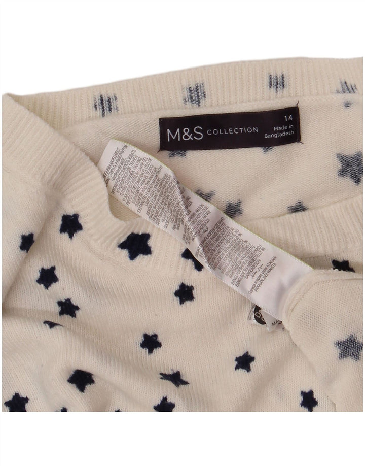 Marks & Spencer Damski sweter z dekoltem w łódkę, UK 14, duży, biały