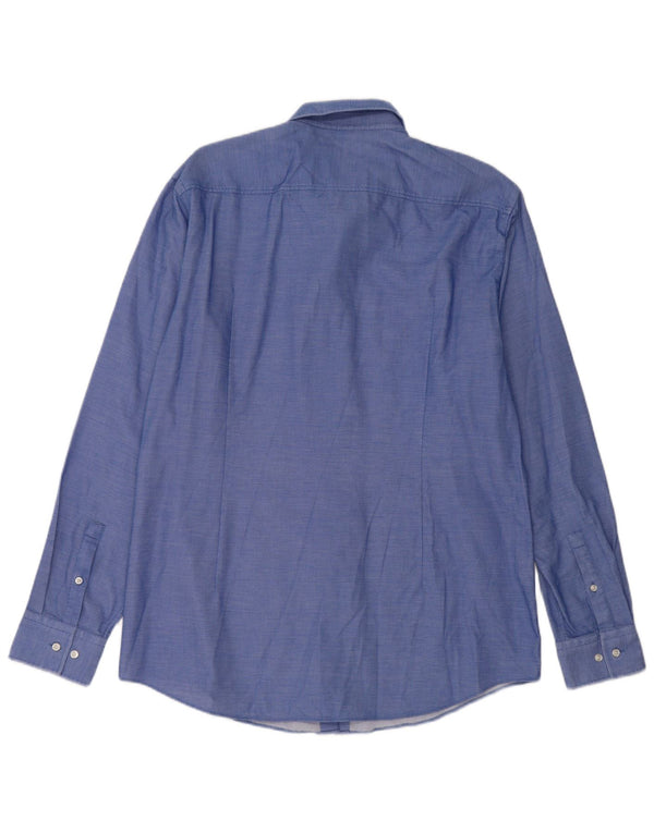 Koszula męska Hugo Boss Slim Fit, rozmiar 44 17 1/2 XL, niebieska bawełna w cętki