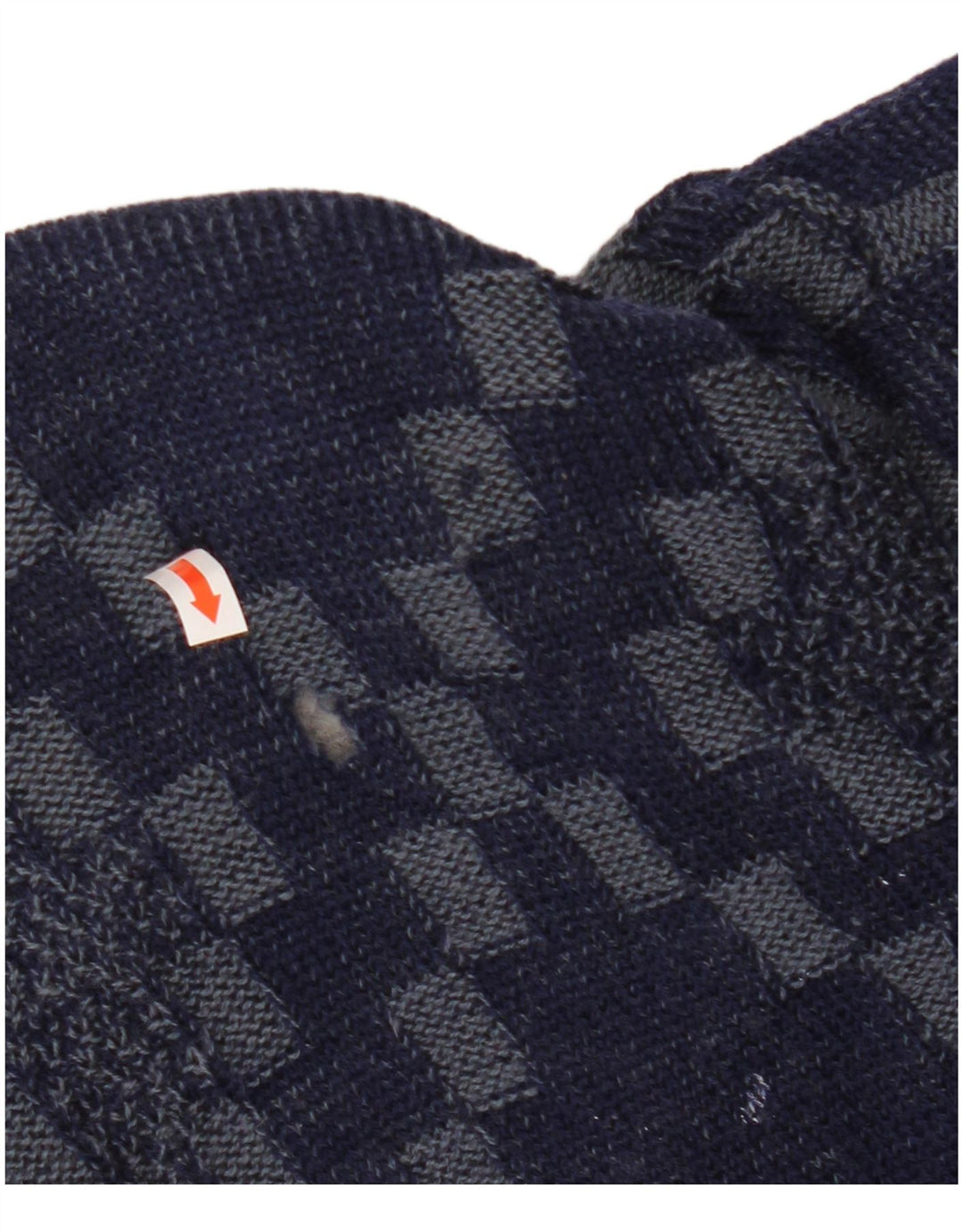 Męski sweter rozpinany VINTAGE, duży, granatowy, geometryczny, wiskoza