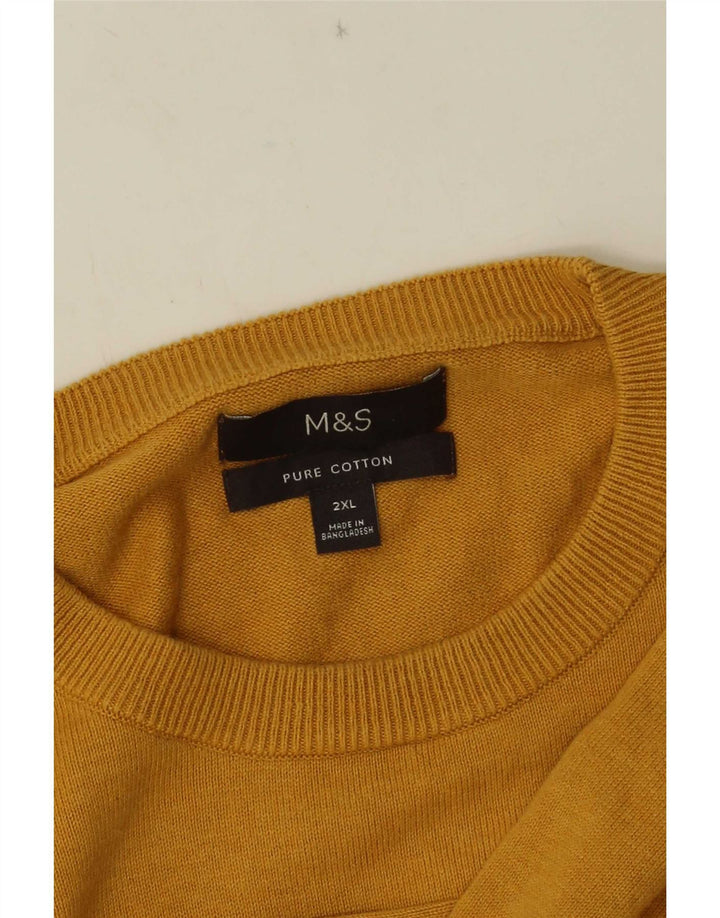 Marks & Spencer Męski sweter z okrągłym dekoltem, 2XL, żółty