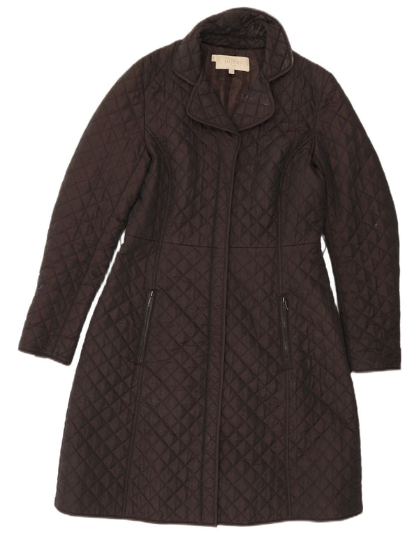 HOBBS Womens Quilted Overcoat UK 10 Small Brown Polyamide
