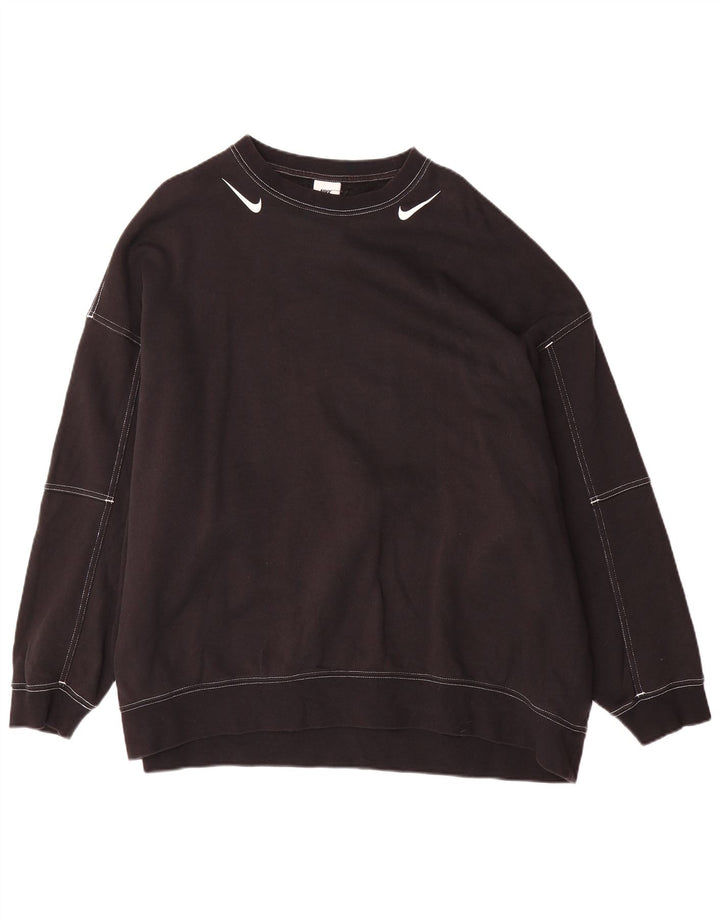 Męska bluza dresowa Nike z grafiką oversize, średnia czarna, bawełniana
