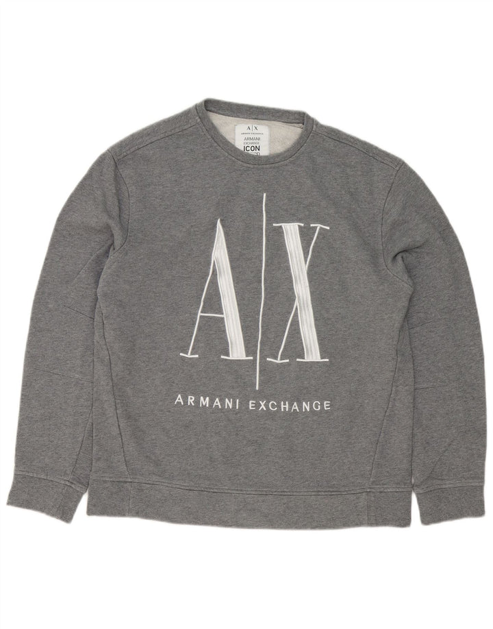 Męska bluza z grafiką Armani Exchange, średnioszara, bawełniana