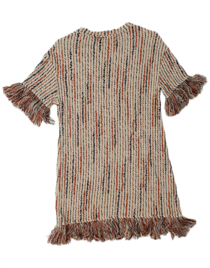 Damska sukienka sweterkowa ZARA Trafaluc UK 8 w małe złamane białe paski