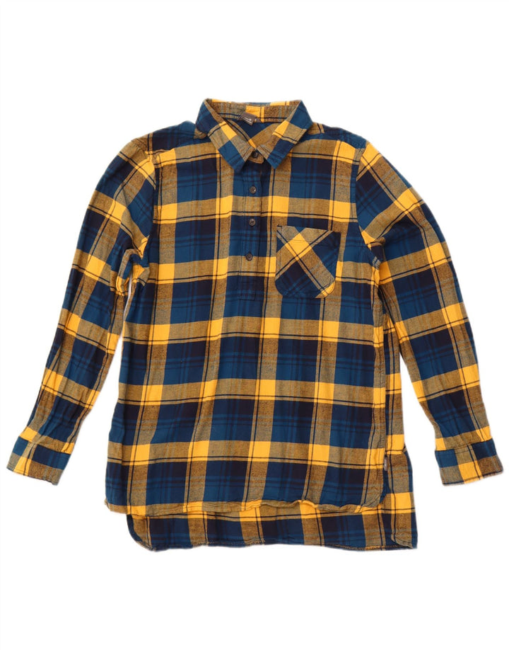 EDDIE BAUER Damska koszula flanelowa pulowerowa UK 12, bawełniana w średnią niebieską kratkę