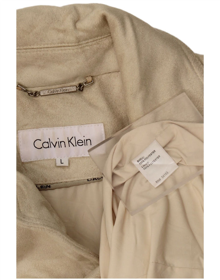 CALVIN KLEIN Damska marynarka zapinana na 3 guziki UK 16, duża, beżowy poliester