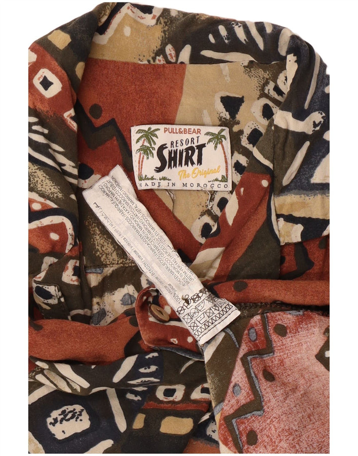 Męska koszula z krótkim rękawem Pull & Bear, duża, wielobarwna, geometryczna wiskoza