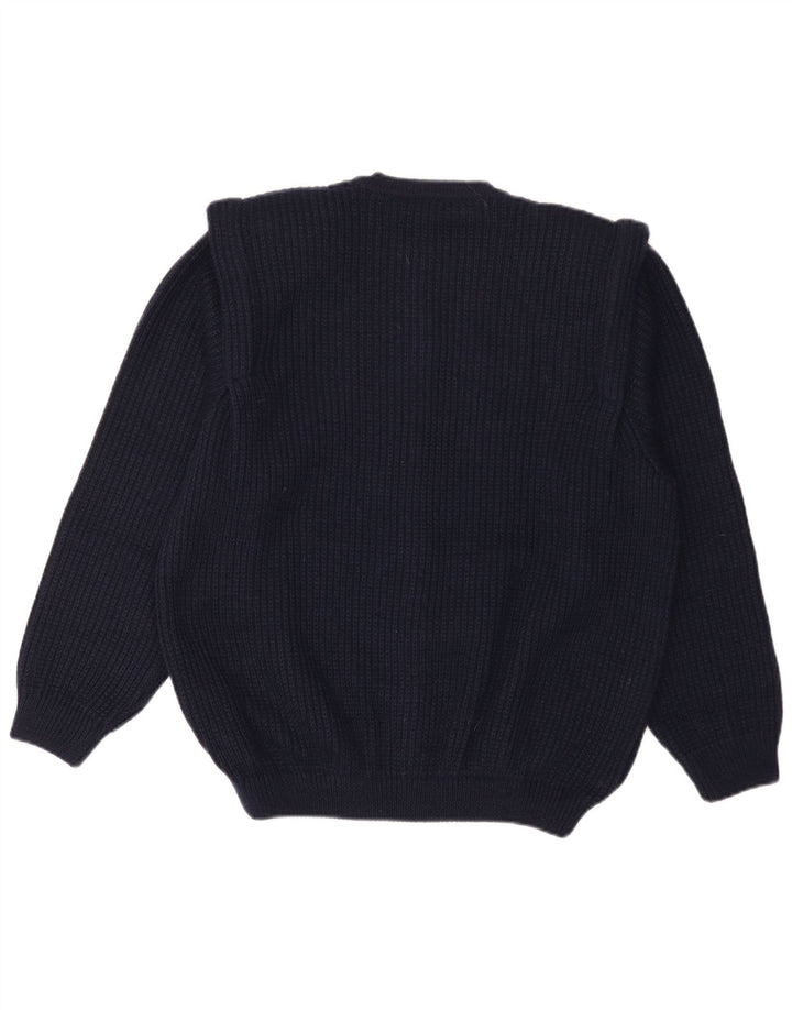 Sweter męski w stylu vintage, duży, granatowy, wełniany