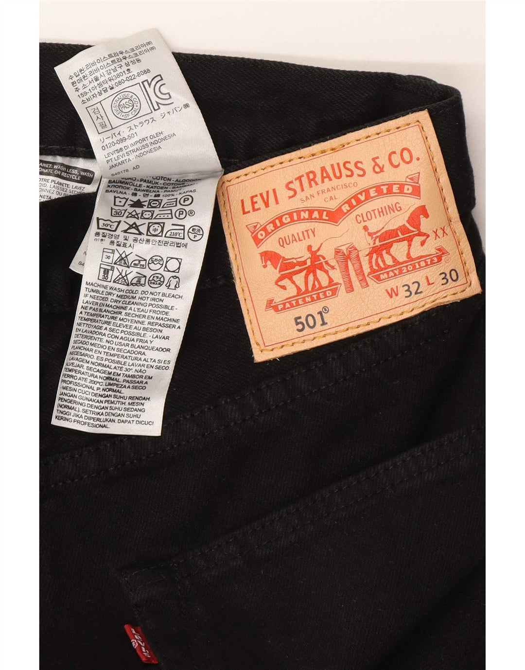 Męskie dżinsy Levi's 501 Straight W32 L30 Czarna bawełna
