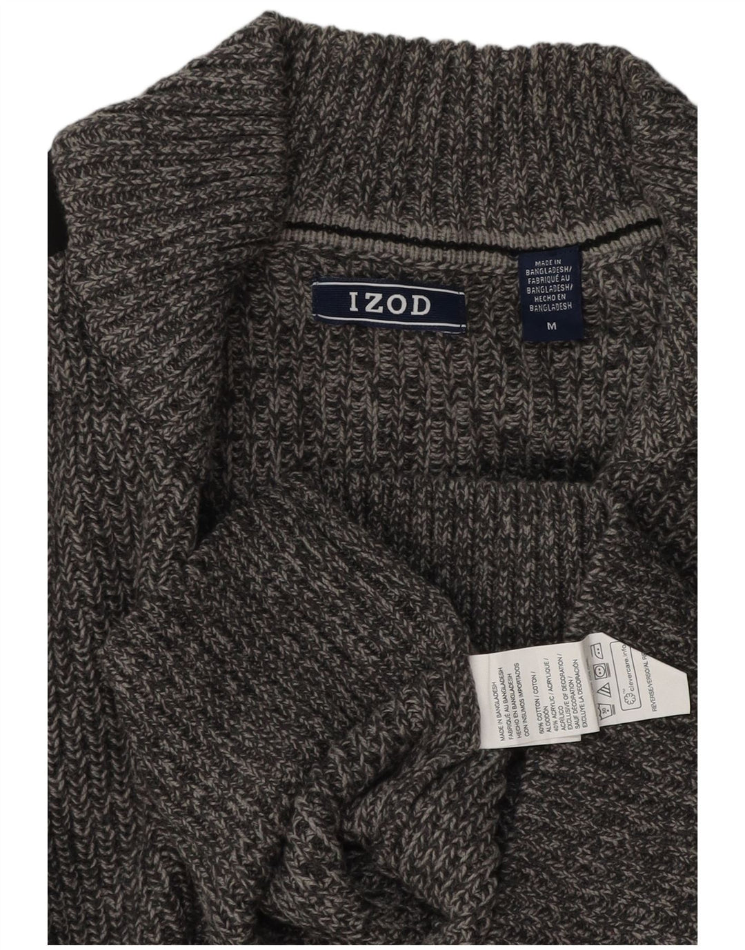 IZOD Męski sweter rozpinany Średnioszary, bawełniany blok kolorów