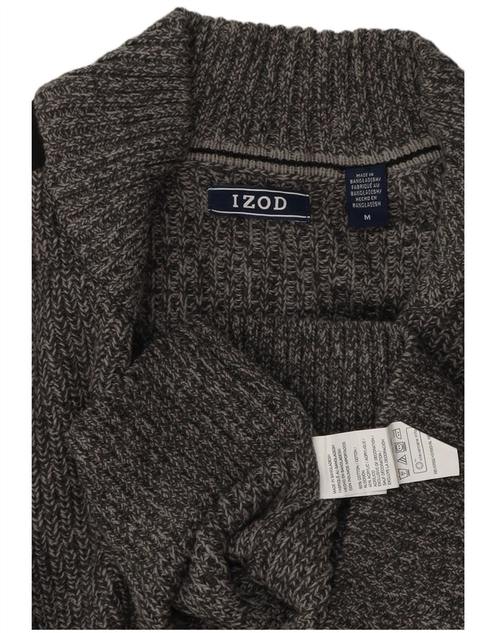 IZOD Męski sweter rozpinany Średnioszary, bawełniany blok kolorów
