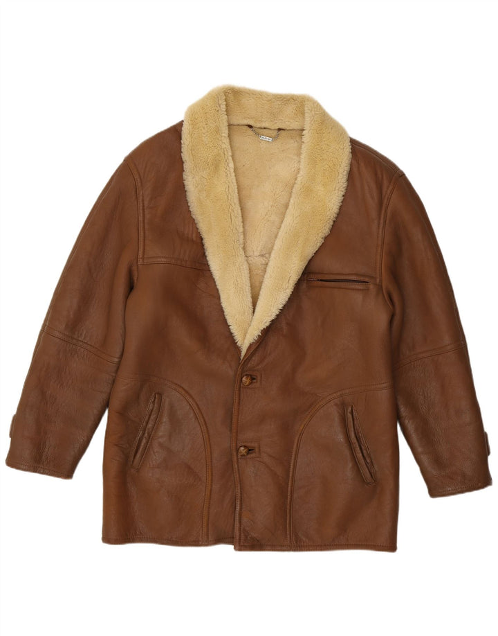 Męska kurtka shearling Mabrun IT 48 Skóra w kolorze średniego brązu