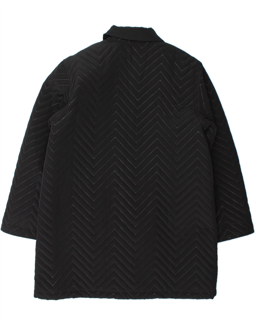 VINTAGE Womens Overcoat UK 16 Large Black Chevron Vintage Vintage and Second-Hand Vintage from Messina Hembry 