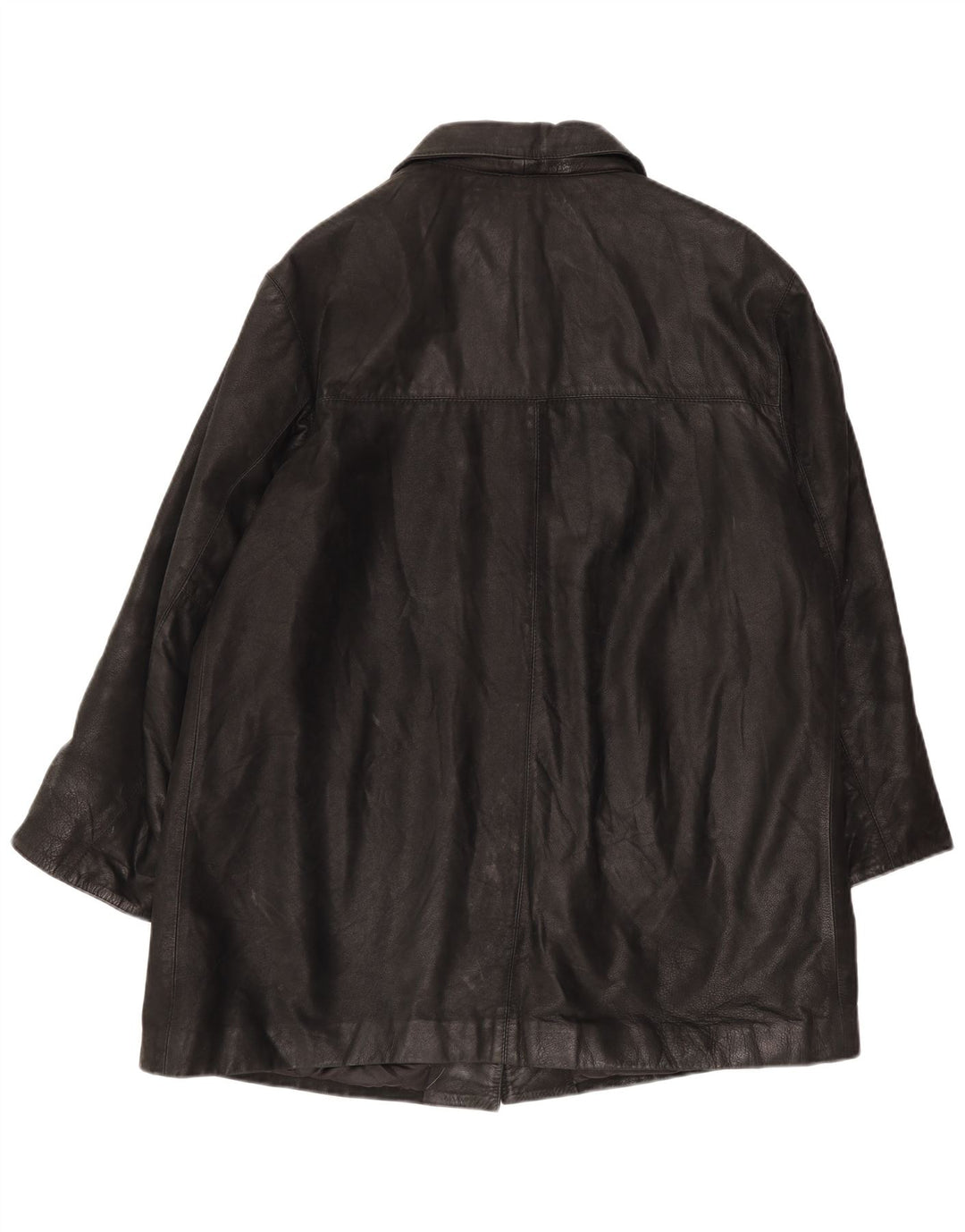Vintage damski płaszcz skórzany typu oversize IT 46, duży czarny