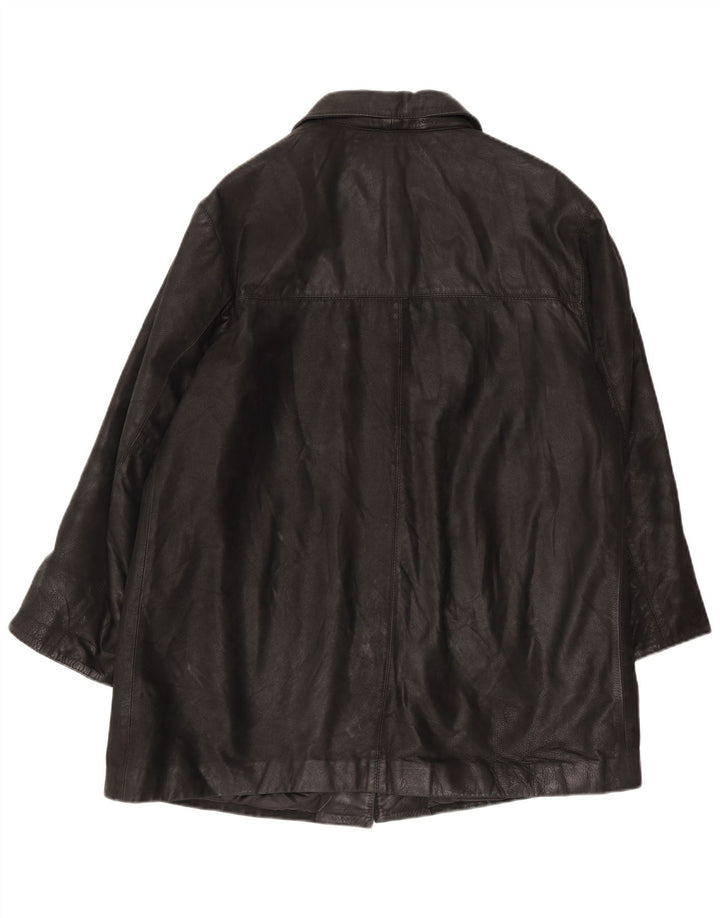 Vintage damski płaszcz skórzany typu oversize IT 46, duży czarny