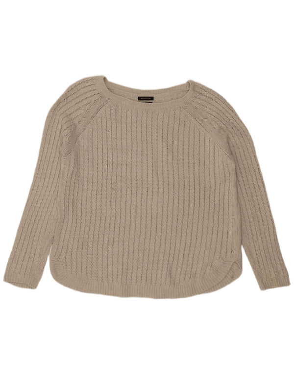 Sweter damski Massimo Dutti z dekoltem w łódkę UK 16, duży, beżowy, bawełniany