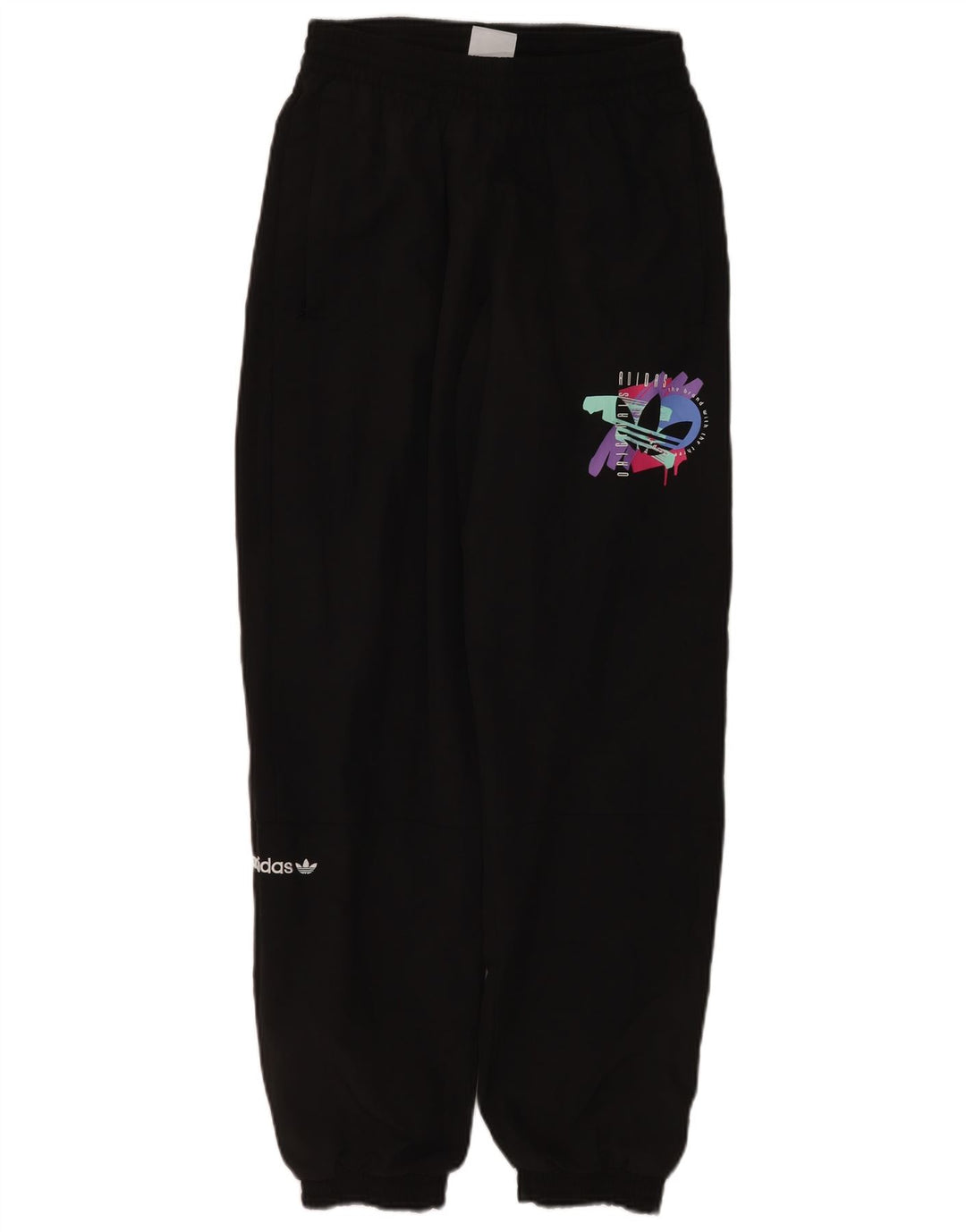 Męskie spodnie dresowe Adidas z grafiką, małe, czarne, z poliamidu