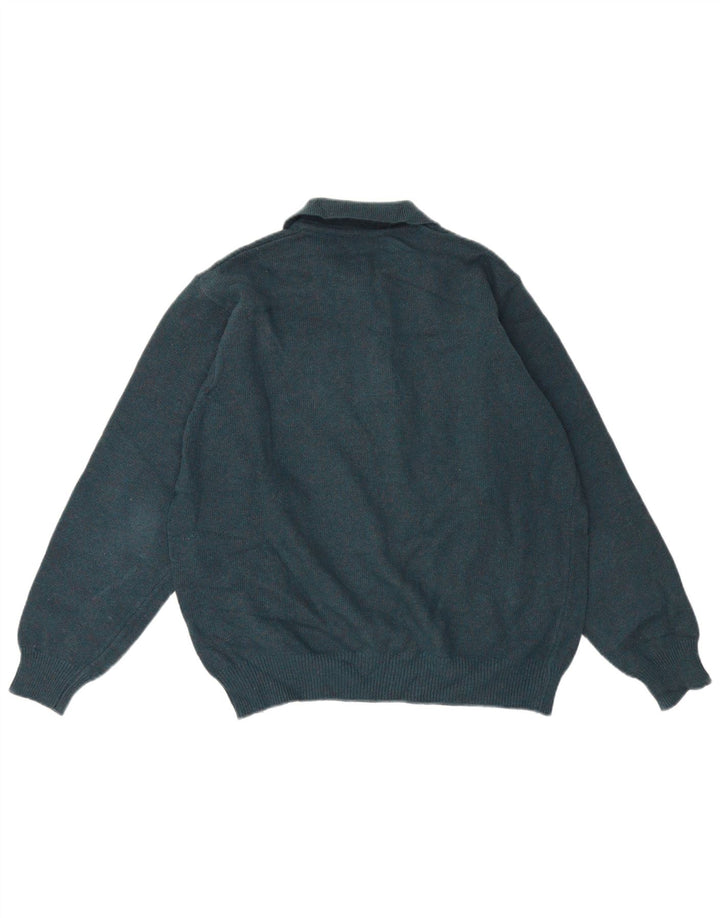 Męski sweter polo Stefanel, duży, zielony, wełniany