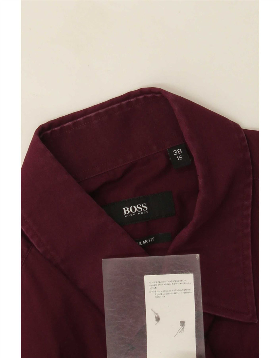 Koszula męska Hugo Boss o regularnym kroju, rozmiar 38 15, średnia, bordowa bawełna