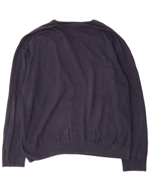 Marks & Spencer Męski sweter z dekoltem w kształcie litery V, 2XL, granatowy, bawełniany