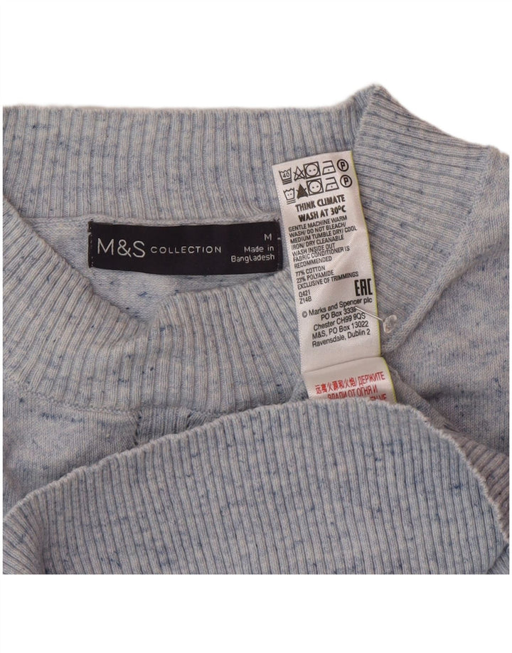 Marks & Spencer Damski sweter z okrągłym dekoltem, UK 14, średni niebieski nakrapiany