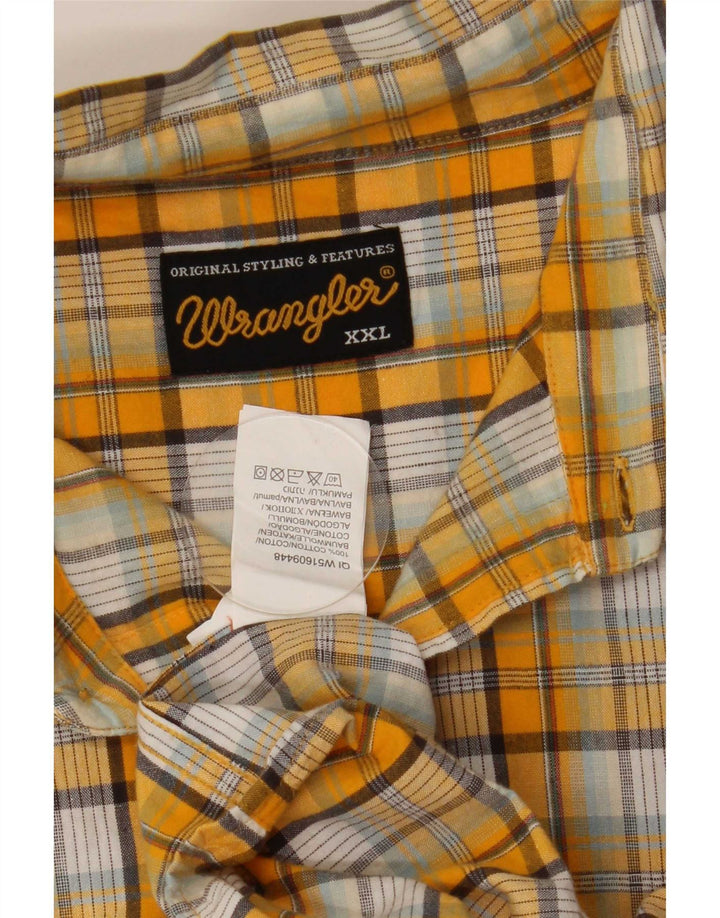 Męska koszula z krótkim rękawem Wrangler 2XL, bawełniana w żółtą kratkę