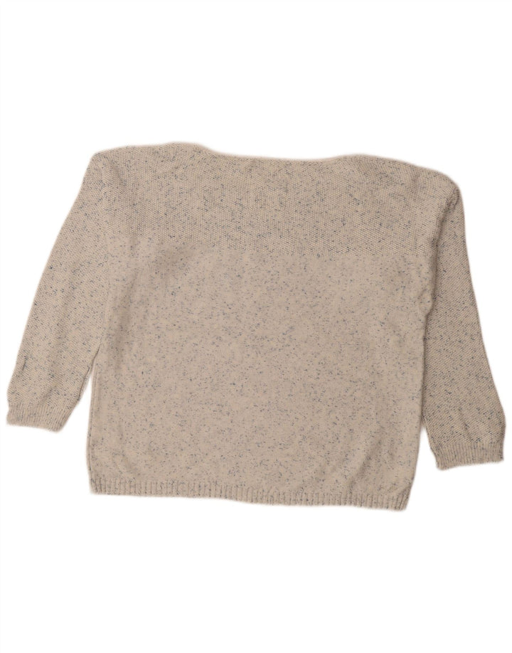 Sweter damski FAT FACE z dekoltem w łódkę UK 12, średni, biały nakrapiany