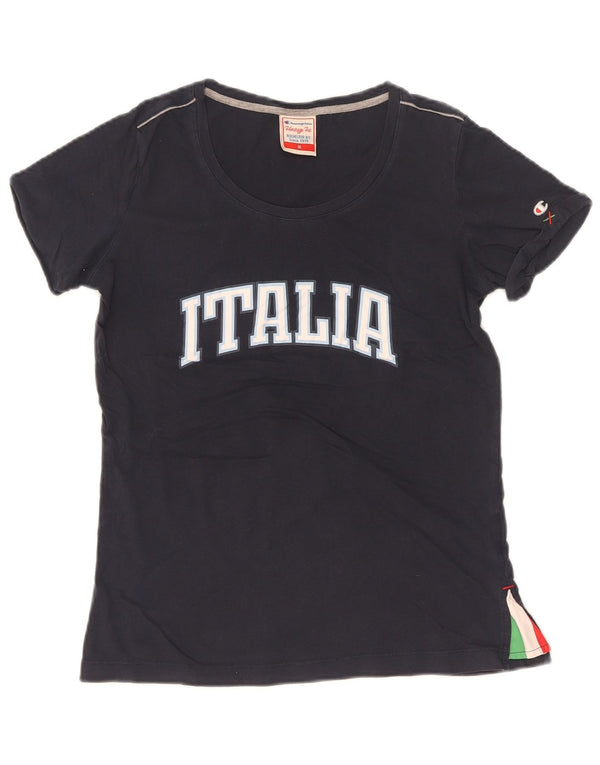 Koszulka damska Champion Italia Graphic Top UK 12 Średni granat
