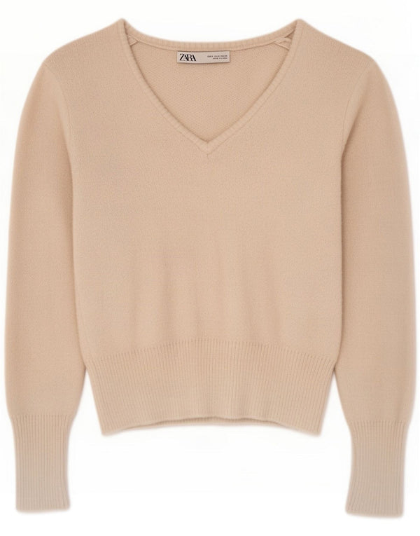 Damski sweter oversize z dekoltem w serek Zara UK 10 Small Off White