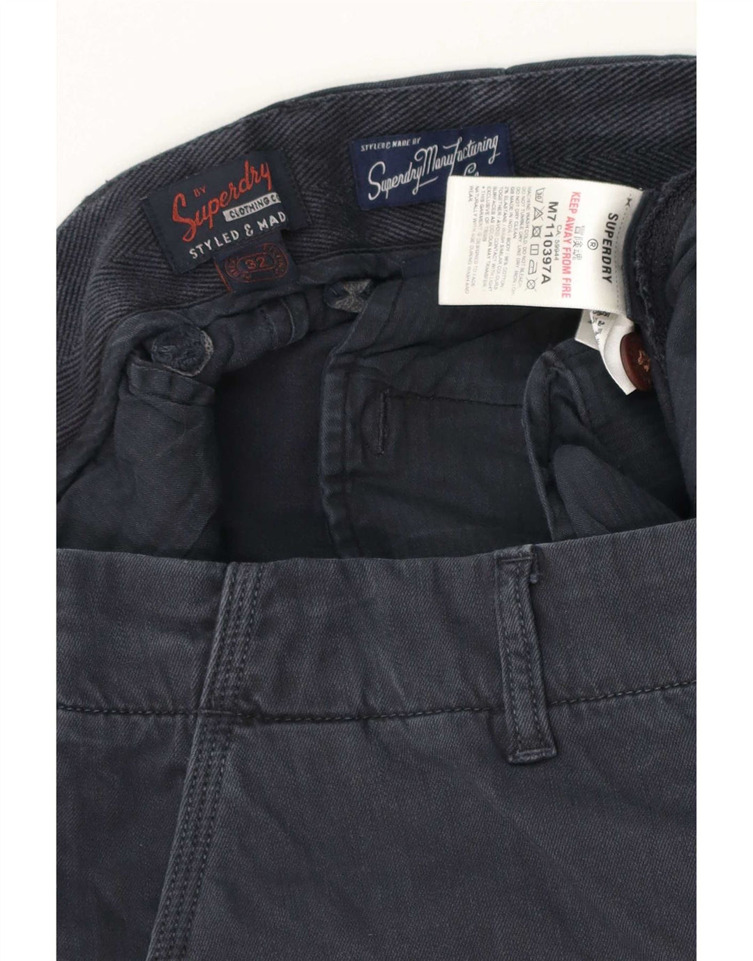 Męskie spodenki Chino Superdry W32 Średni granatowy, bawełniany