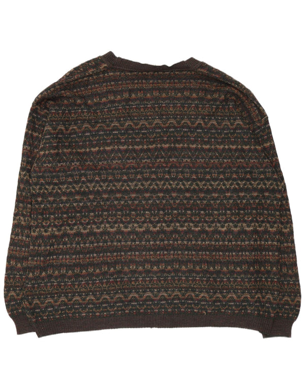 Sweter męski Rodes 2XL, brązowa, geometryczna wełna