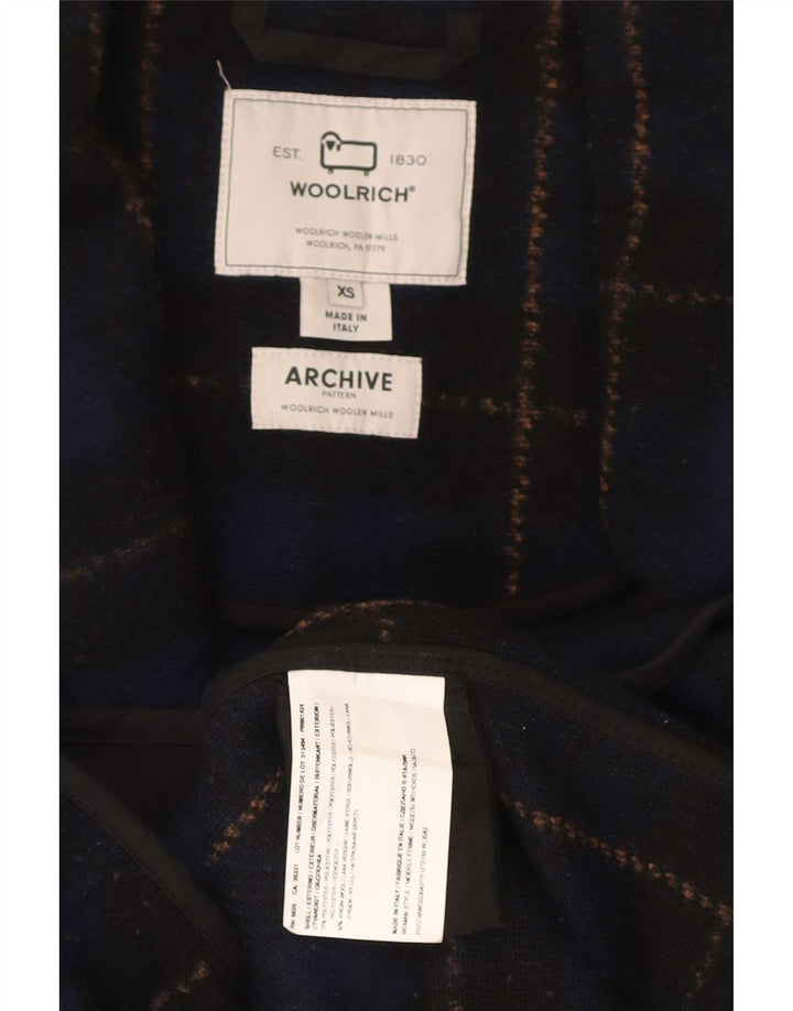 Damski płaszcz oversize Woolrich UK 6 XS z poliestru w granatową kratkę