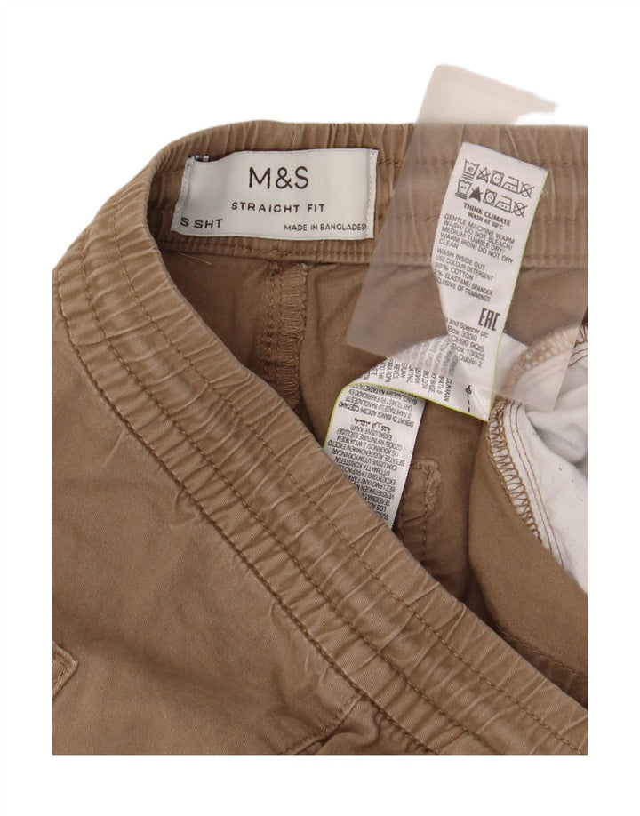 Marks & Spencer Męskie proste spodnie chino o regularnym kroju, małe, brązowe, bawełniane