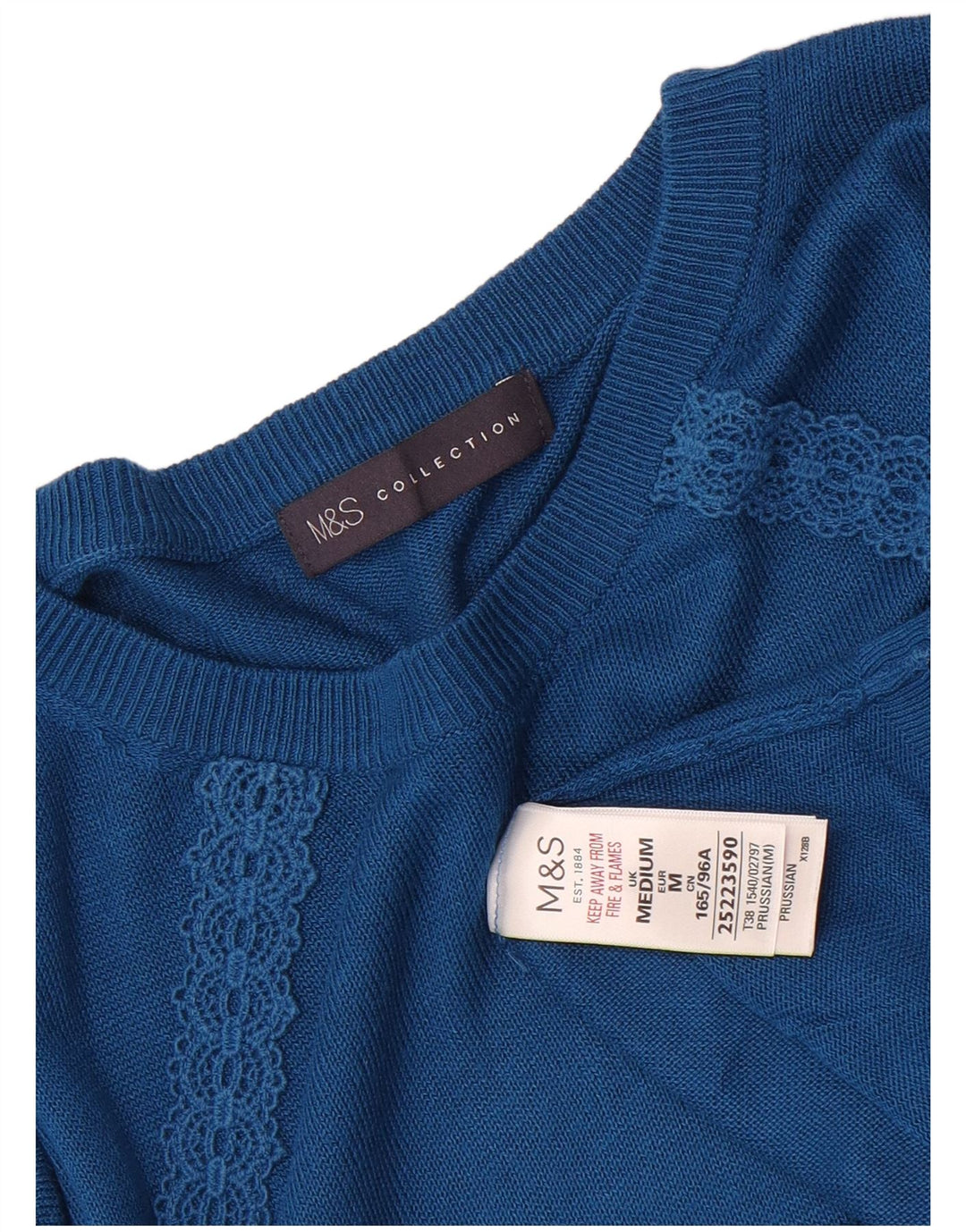 Marks & Spencer Damski sweter oversize z dekoltem w łódkę, UK 14, średni niebieski