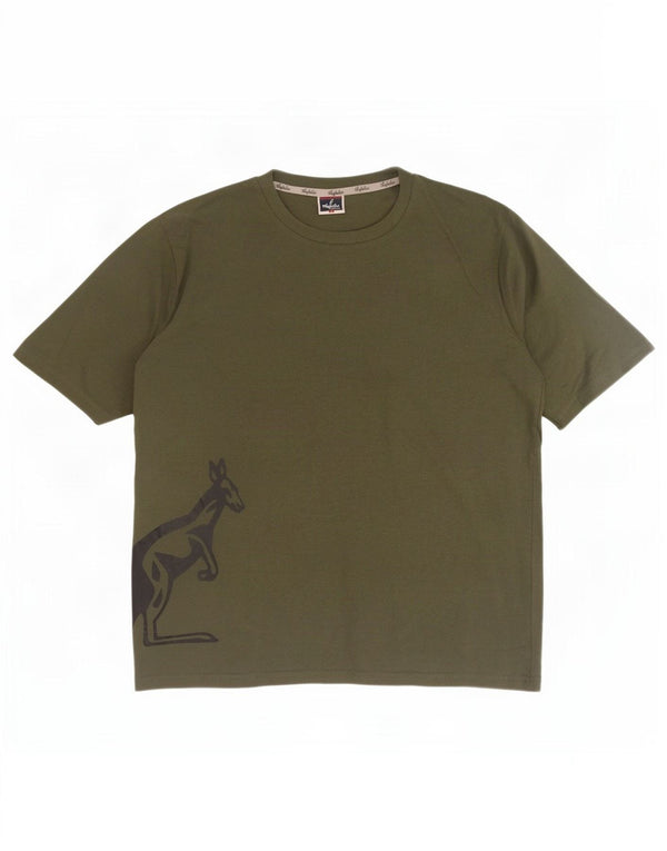 Męski T-shirt z grafiką AUSTRALIAN L'ALPINA, duży, bawełniany khaki